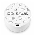 Angled view of white DR. SAVE DUO rechargeable vacuum and air pump
