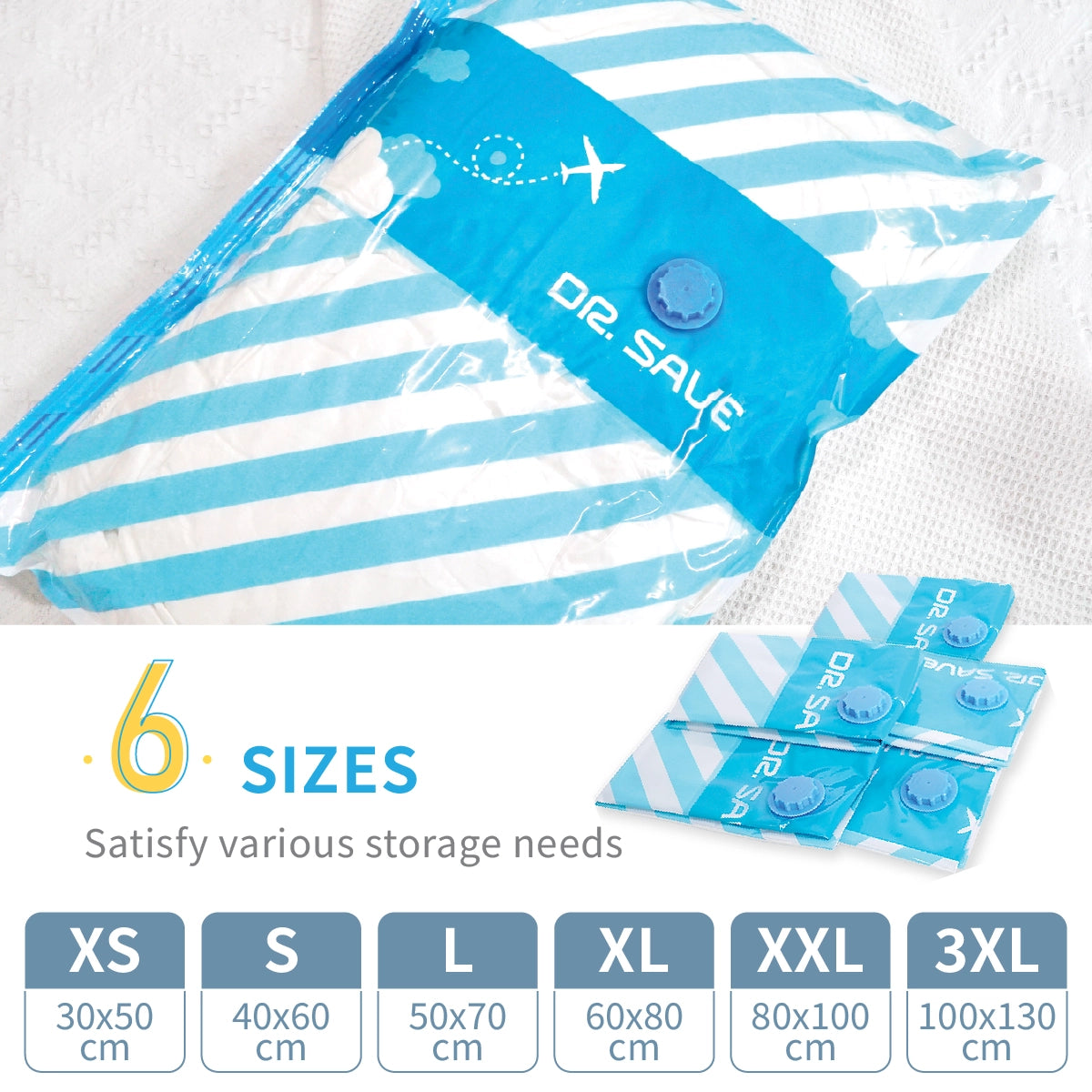 DR. SAVE vacuum storage bags in 6 sizes