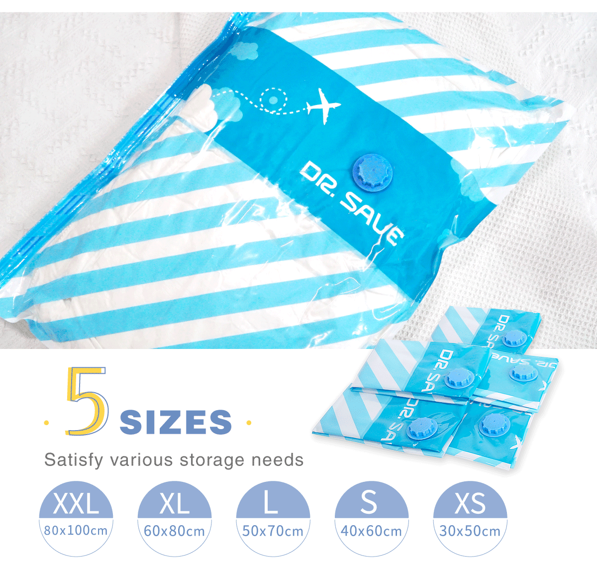 5 Sizes Vacuum Storage Bags for Closet Storage, suitcase